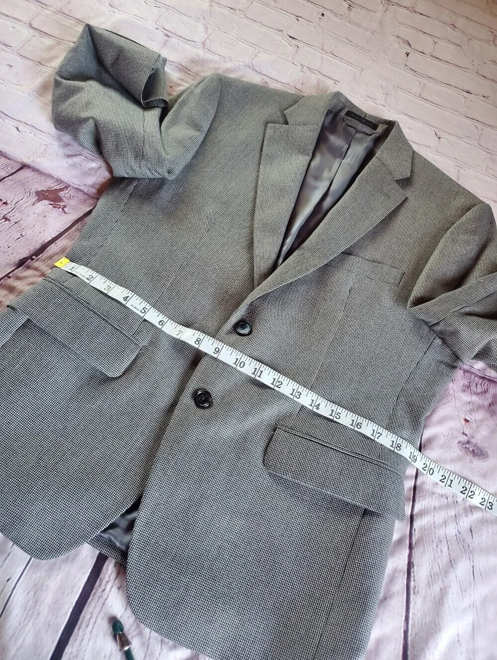 Lauren Ralph Lauren Houndstooth Gray Sport Jacket Office Career Two-Button 38S